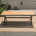 Modern Rectangular Steel Dining Table with Wood-Plastic Composite Top