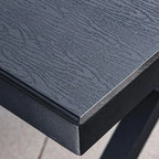 Modern Rectangular Steel Dining Table with Wood-Plastic Composite Top