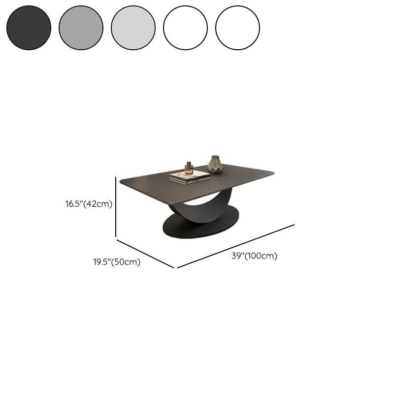 Modern Rectangular Stone Coffee Table with Abstract Iron Base Dimensions