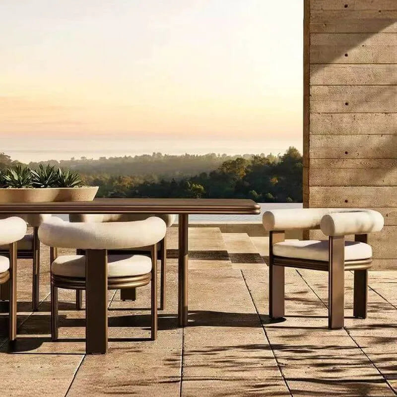 Modern Rectangular Wood & Metal Outdoor Dining Table