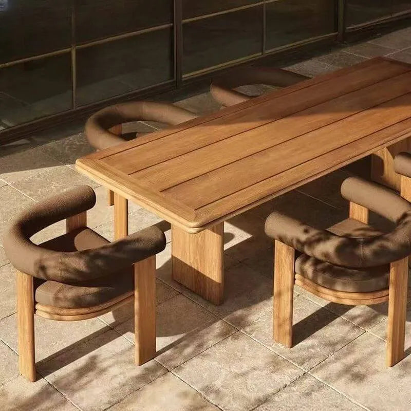Modern Rectangular Wood & Metal Outdoor Dining Table Main Product Image
