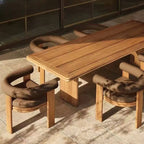 Modern Rectangular Wood & Metal Outdoor Dining Table Main Product Image