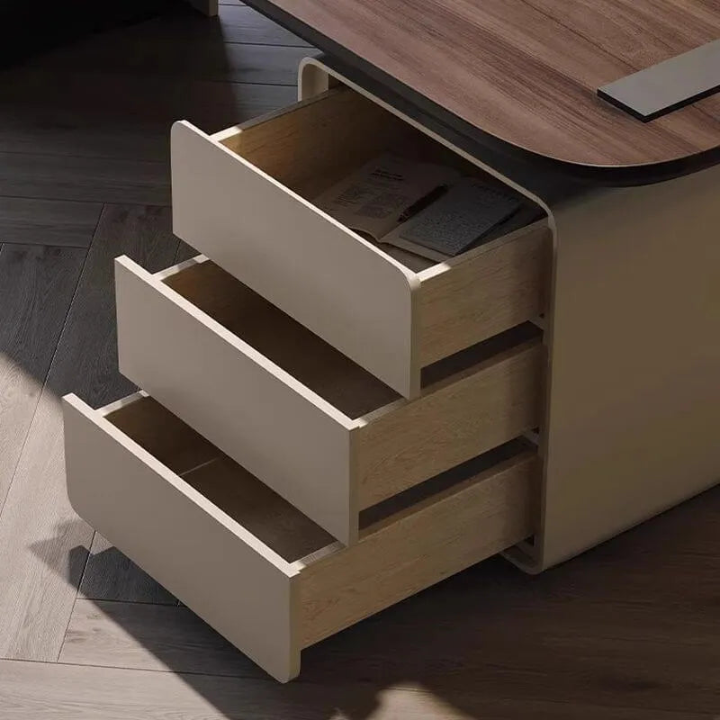 Modern Rectangular Wood Writing Desk with Cord Management