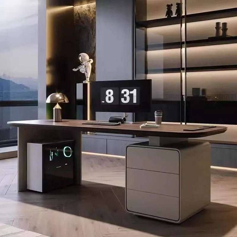 Modern Rectangular Wood Writing Desk with Cord Management Imagen secundaria del producto