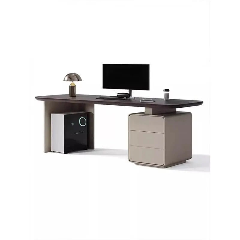 Modern Rectangular Wood Writing Desk with Cord Management