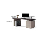 Modern Rectangular Wood Writing Desk with Cord Management Dimensions