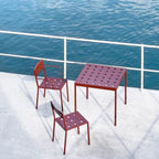 Modern Red Metal Outdoor Coffee Table – Waterproof & Non-Extendable
