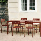 Modern Red Metal Outdoor Coffee Table – Waterproof & Non-Extendable
