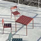 Modern Red Metal Outdoor Coffee Table – Waterproof & Non-Extendable