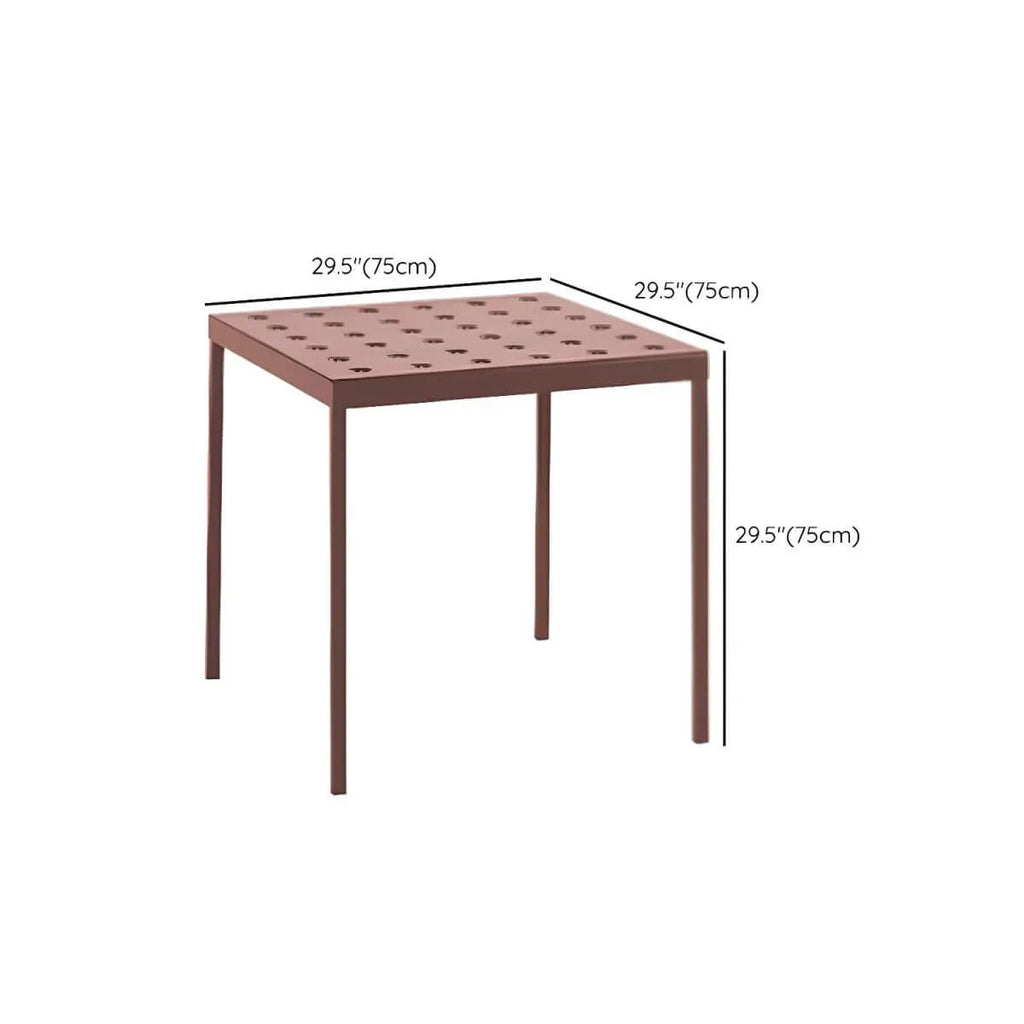 Modern Red Metal Outdoor Coffee Table – Waterproof & Non-Extendable Dimensions