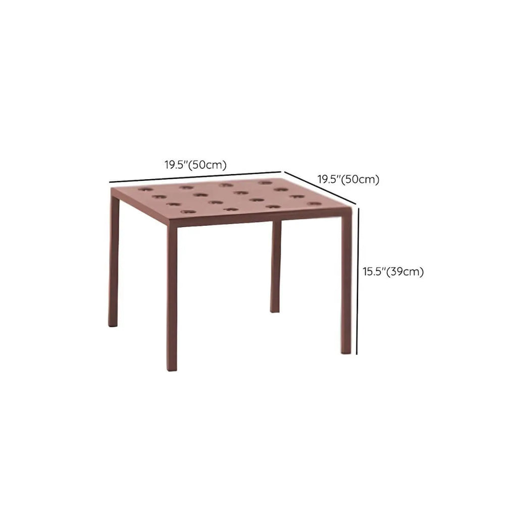Modern Red Metal Outdoor Coffee Table – Waterproof & Non-Extendable Dimensions