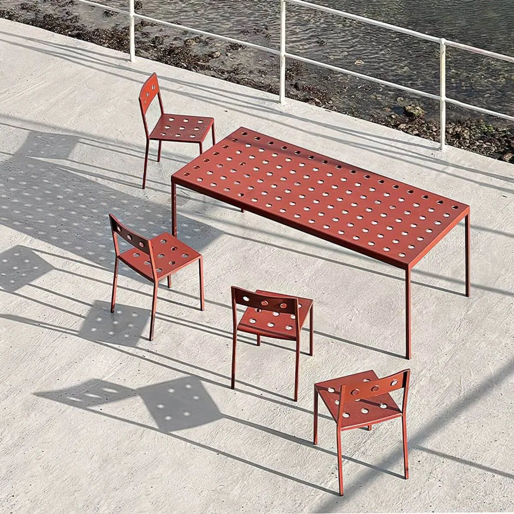 Modern Red Metal Outdoor Coffee Table – Waterproof & Non-Extendable Main Product Image