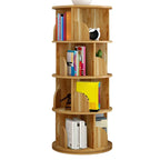 Modern Rotating Geometric Wooden Bookshelf – White & Light Wood