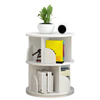 Modern Rotating Geometric Wooden Bookshelf – White & Light Wood