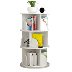 Modern Rotating Geometric Wooden Bookshelf – White & Light Wood