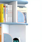 Modern Rotating Geometric Wooden Bookshelf – White & Light Wood