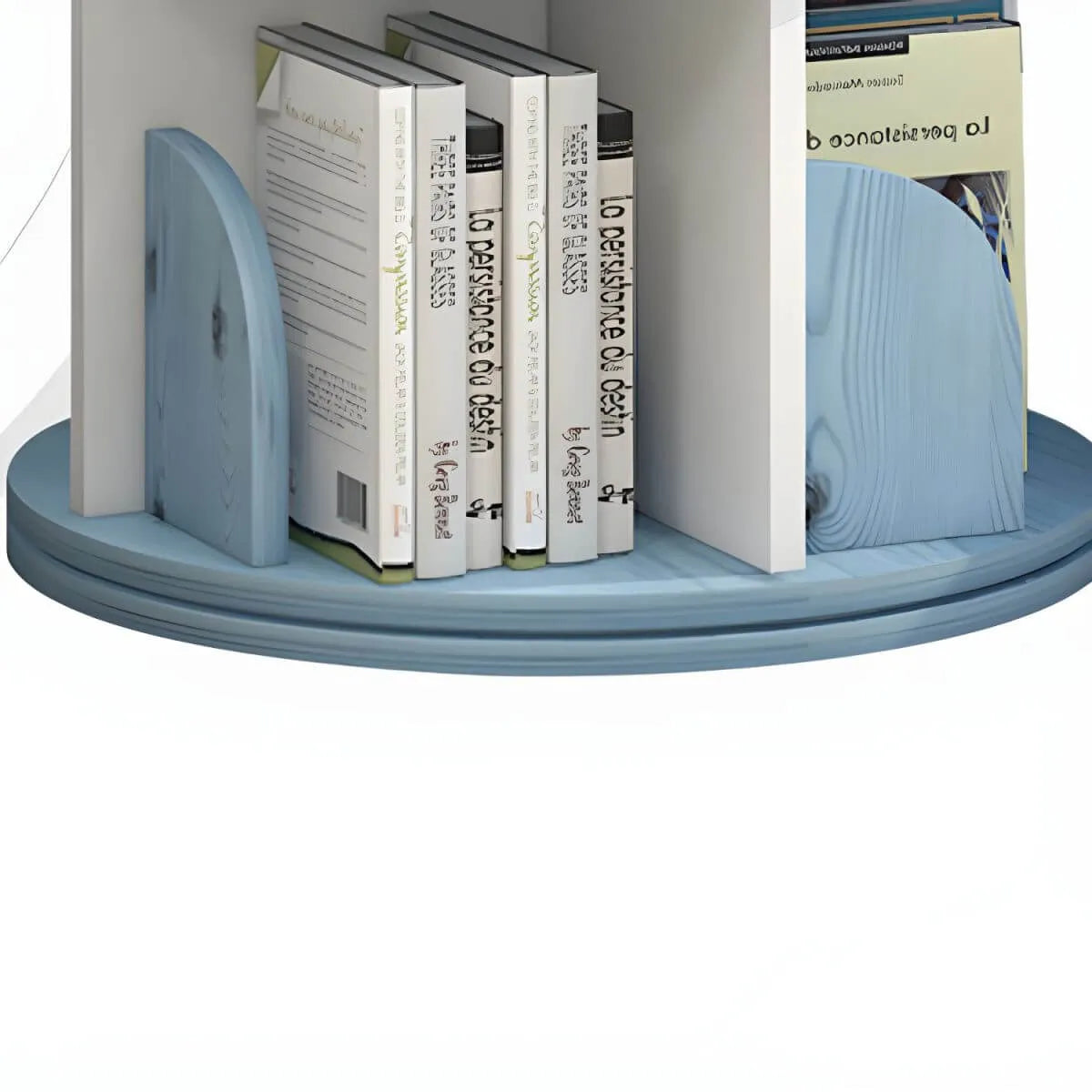 Modern Rotating Geometric Wooden Bookshelf – White & Light Wood