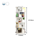 Modern Rotating Geometric Wooden Bookshelf – White & Light Wood Dimensions