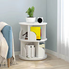 Modern Rotating Geometric Wooden Bookshelf – White & Light Wood Main Product Image