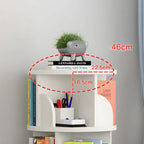 Modern Rotating Wooden Bookshelf – Geometric Open Shelving Unit
