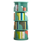 Modern Rotating Wooden Bookshelf – Geometric Open Shelving Unit