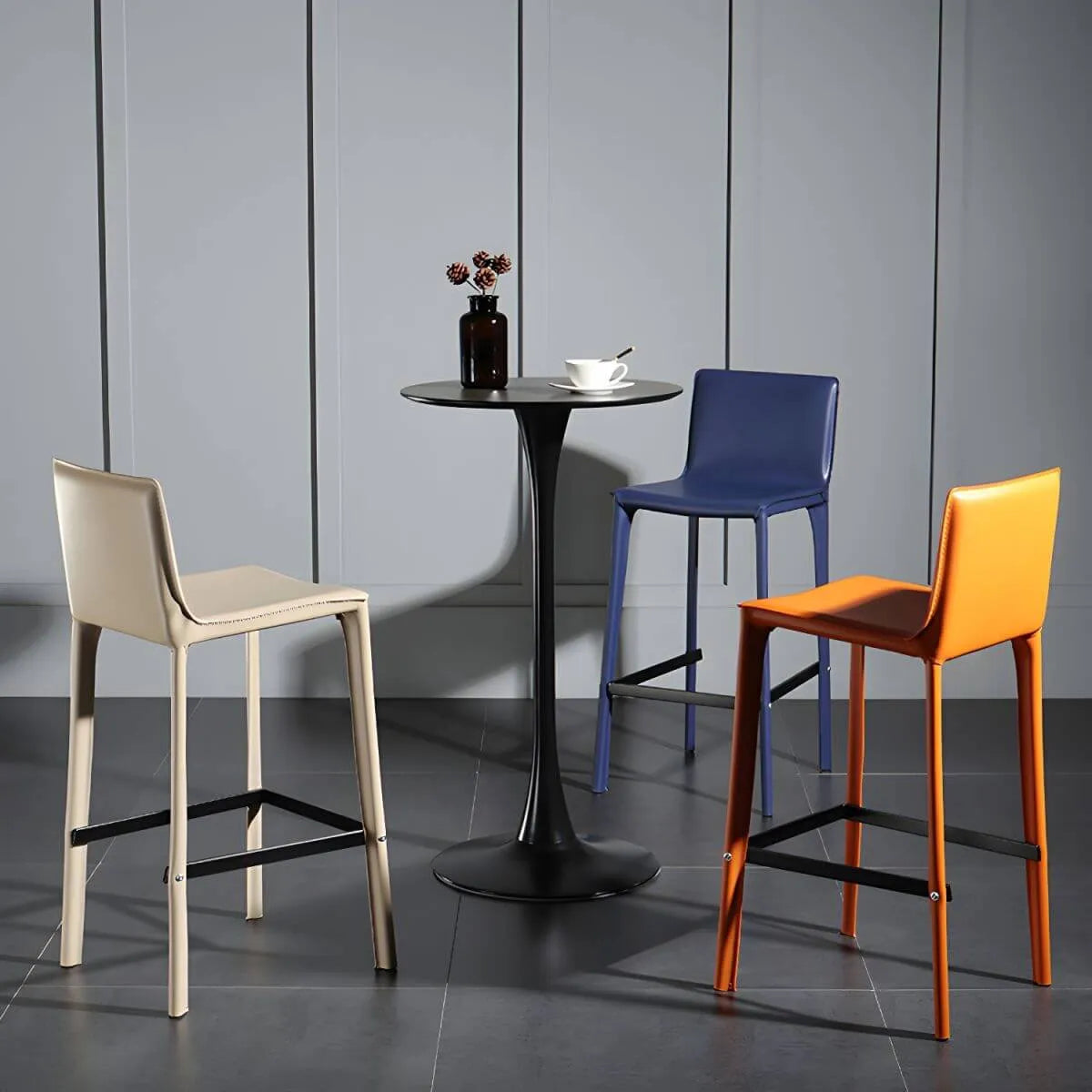 Modern Round Bar Height Pub Table with Pedestal Base Secondary image