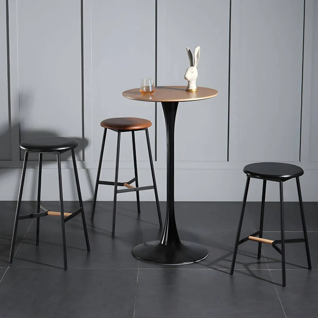 Modern Round Bar Height Pub Table with Pedestal Base