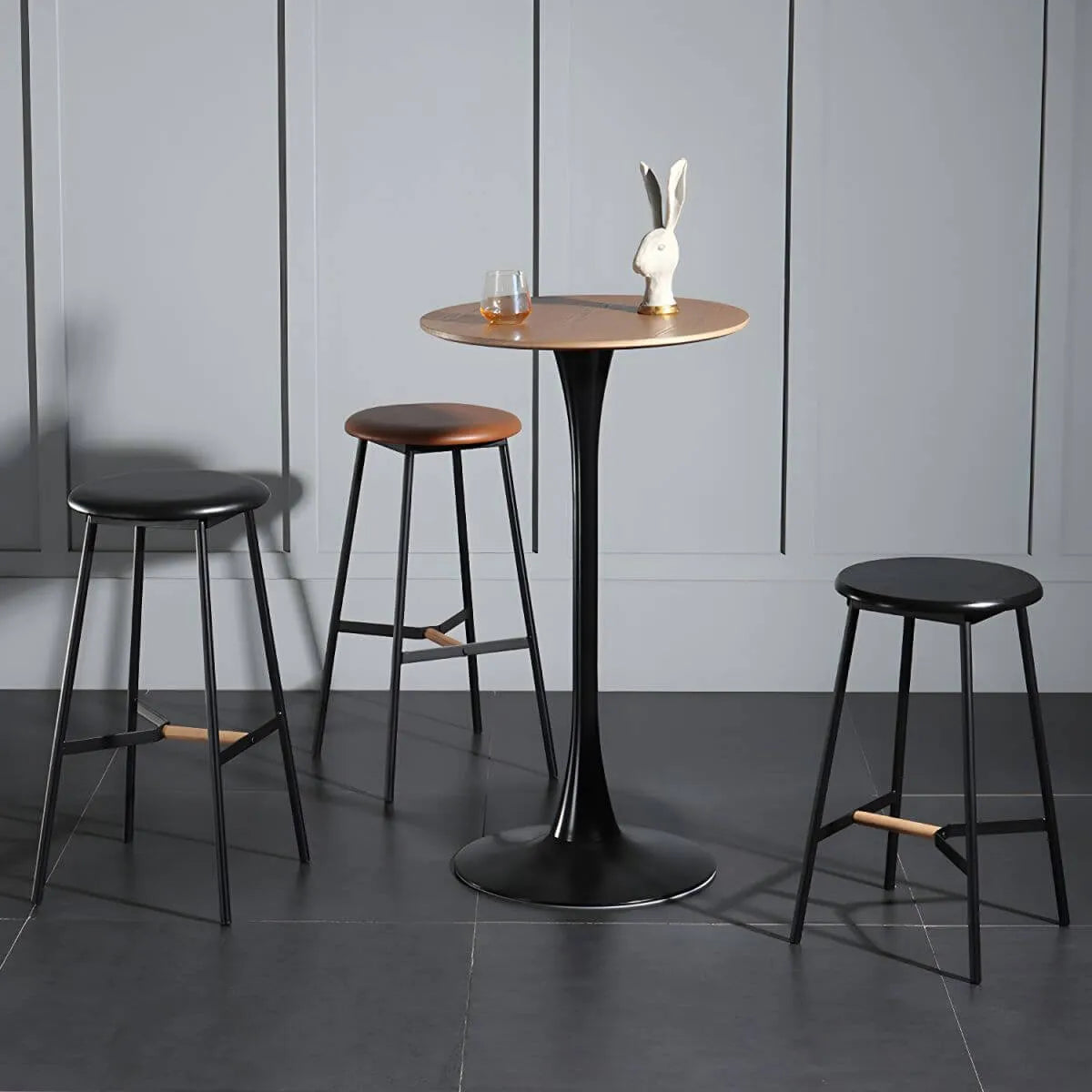 Modern Round Bar Height Pub Table with Pedestal Base