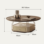 Modern Round Coffee & Side Table Set - Wood & Metal