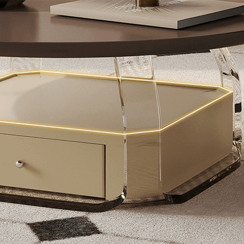 Modern Round Coffee & Side Table Set - Wood & Metal