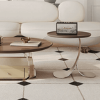 Modern Round Coffee & Side Table Set - Wood & Metal