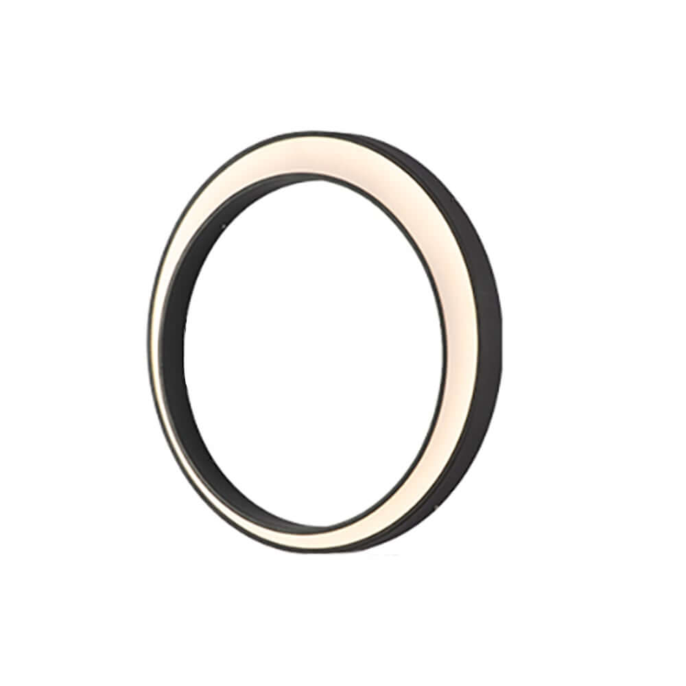 Modern Round Flush Mount Outdoor Wall Light in Black Iron