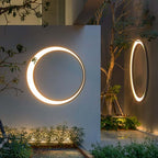 Modern Round Flush Mount Outdoor Wall Light in Black Iron Main Product Image