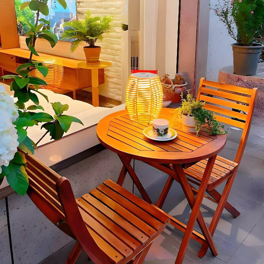 Modern Round Foldable Wood Coffee Table for Outdoor Use