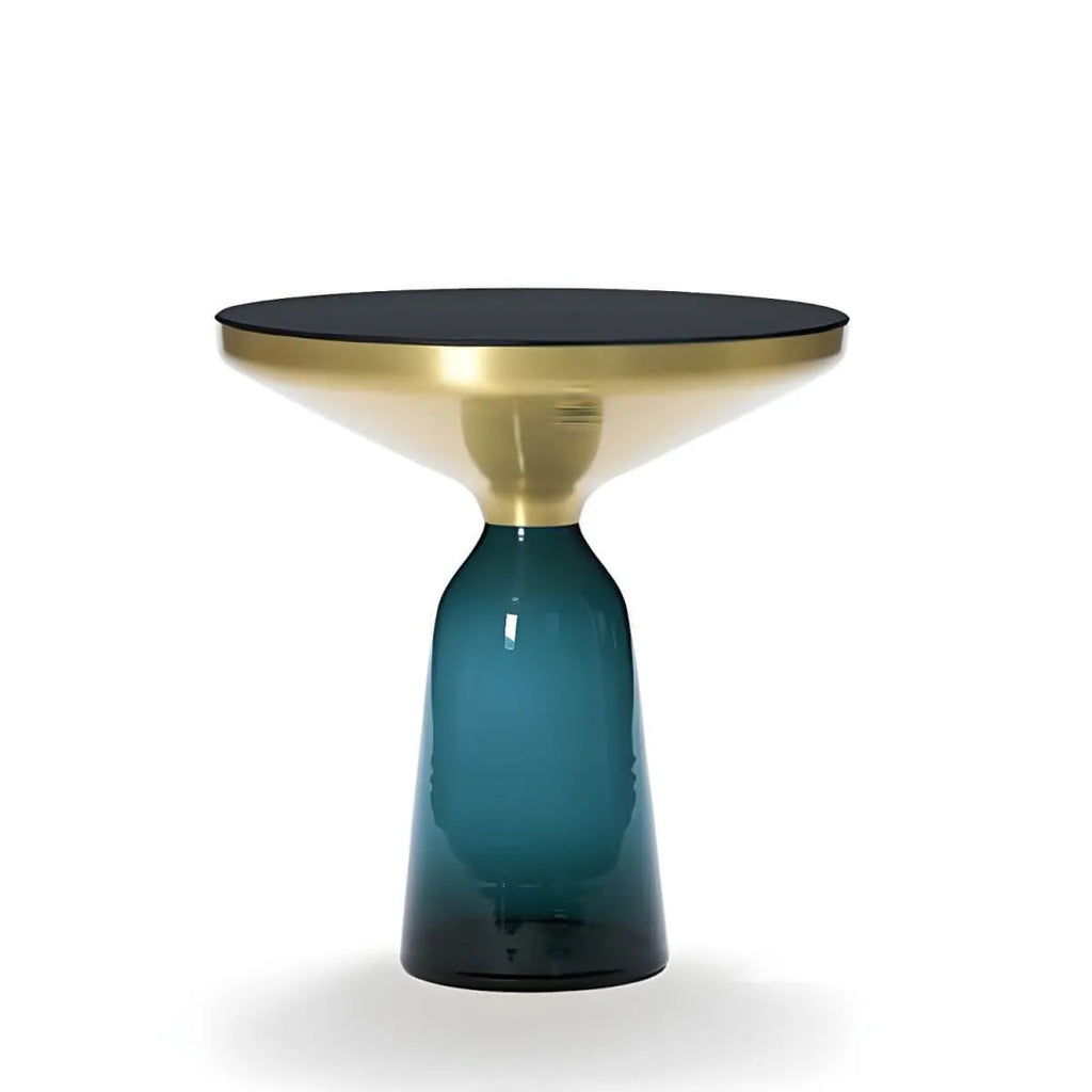 Modern Round Glass Coffee Table with Sculptural Pedestal Base