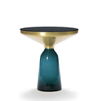 Modern Round Glass Coffee Table with Sculptural Pedestal Base