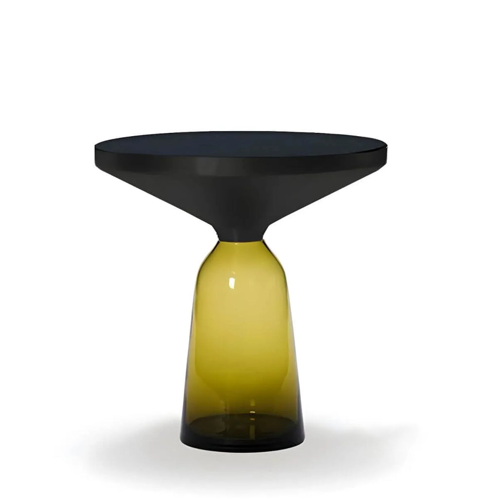 Modern Round Glass Coffee Table with Sculptural Pedestal Base