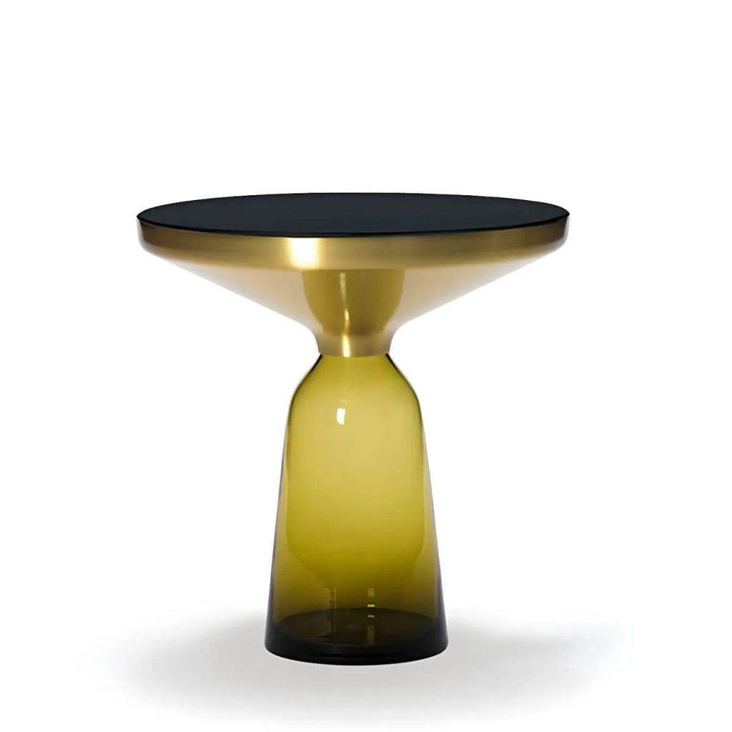 Modern Round Glass Coffee Table with Sculptural Pedestal Base