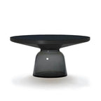 Modern Round Glass Coffee Table with Sculptural Pedestal Base
