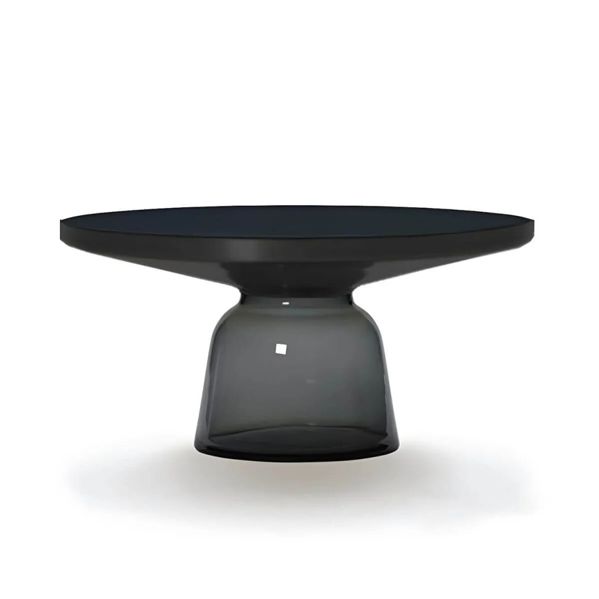 Modern Round Glass Coffee Table with Sculptural Pedestal Base
