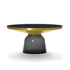 Modern Round Glass Coffee Table with Sculptural Pedestal Base