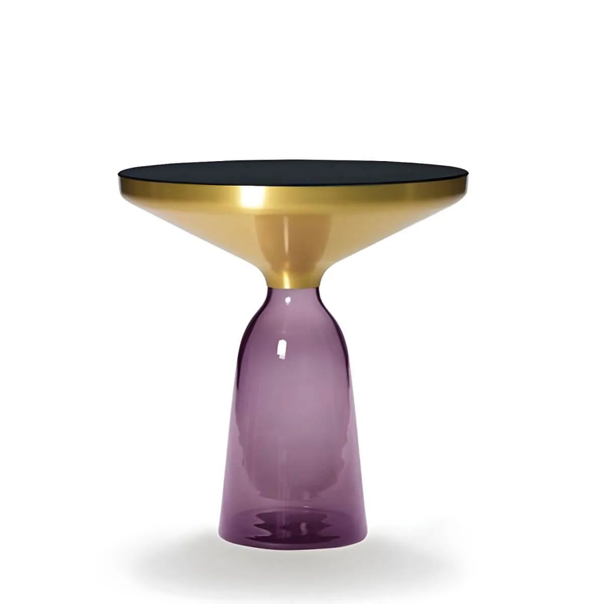Modern Round Glass Coffee Table with Sculptural Pedestal Base