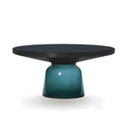 Modern Round Glass Coffee Table with Sculptural Pedestal Base