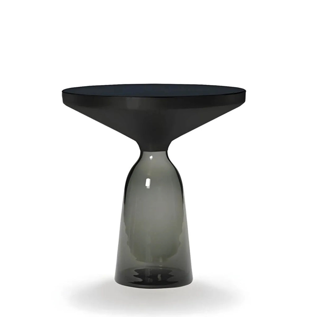 Modern Round Glass Coffee Table with Sculptural Pedestal Base