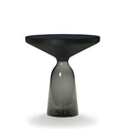 Modern Round Glass Coffee Table with Sculptural Pedestal Base