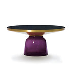 Modern Round Glass Coffee Table with Sculptural Pedestal Base