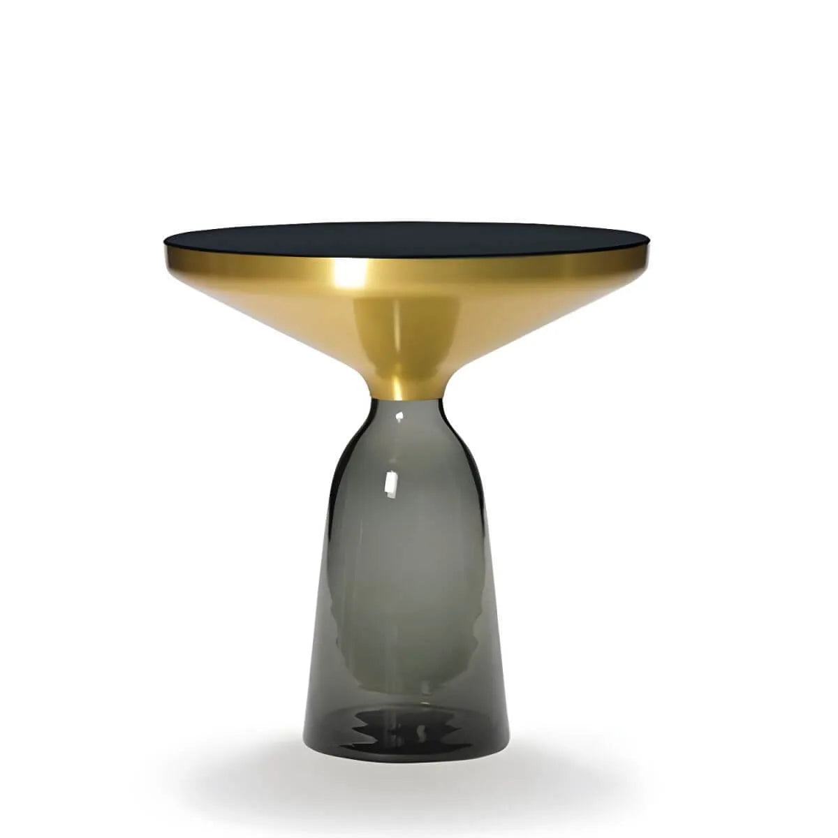 Modern Round Glass Coffee Table with Sculptural Pedestal Base