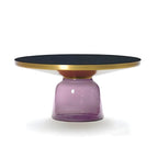Modern Round Glass Coffee Table with Sculptural Pedestal Base