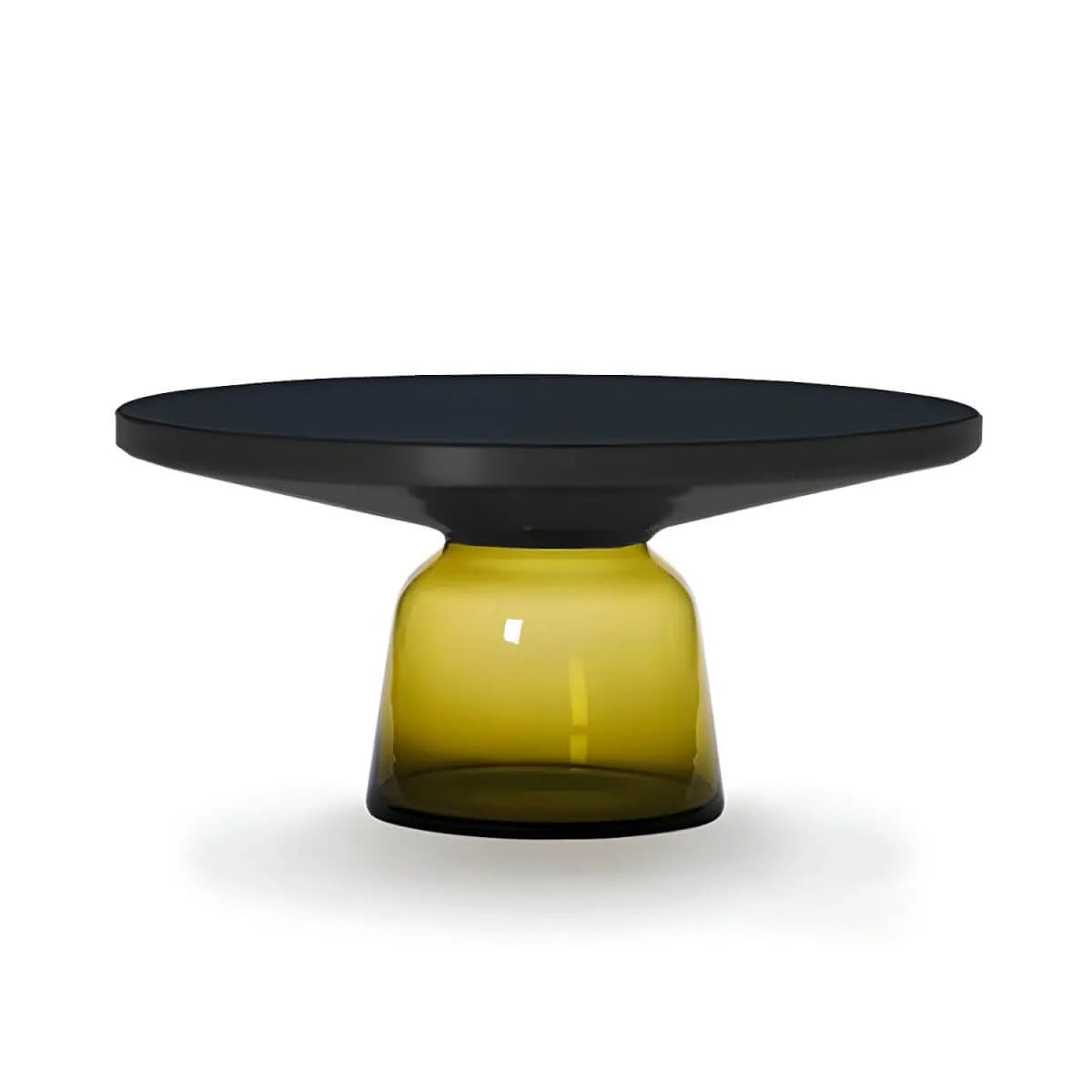 Modern Round Glass Coffee Table with Sculptural Pedestal Base