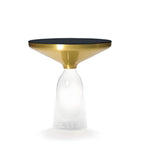 Modern Round Glass Coffee Table with Sculptural Pedestal Base